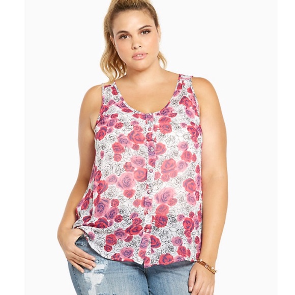 Torrid Floral Button Front Top Size 0 (0X)